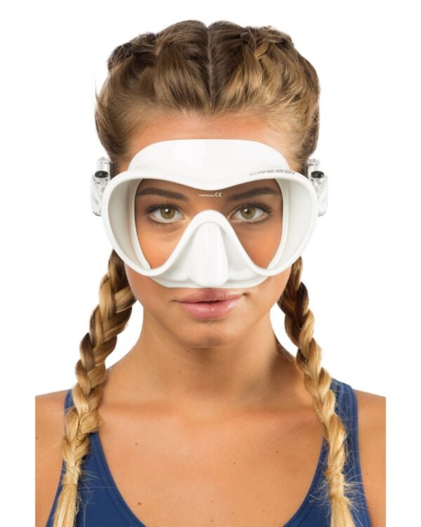 Visor Cressi F1 Frameless Buceo Snorkeling Apnea Sin-Marco Color Blanco - Image 5